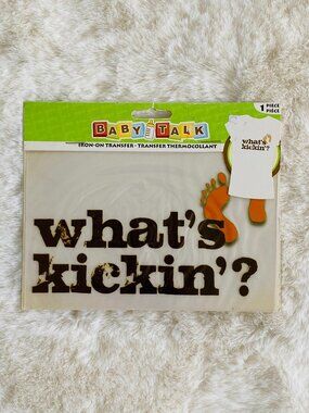 Iron-On Transfer Maternity Theme Pregnancy "What's Kicking?" NEW in Package